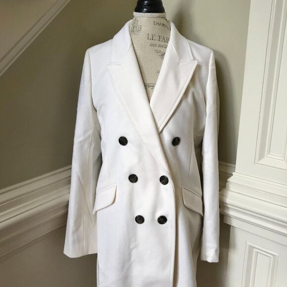 NWT JCrew Double Breasted Top Coat Womens 2 Ivory Cream Italian Cloth Wool NEW - Picture 5 of 13